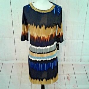 Sharon Darren Blue Black Ombre Beaded Shift Dress